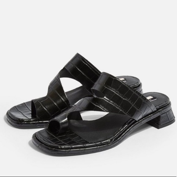 Topshop Shoes - TopShop NOAH Vegan Black Crocodile Sandals